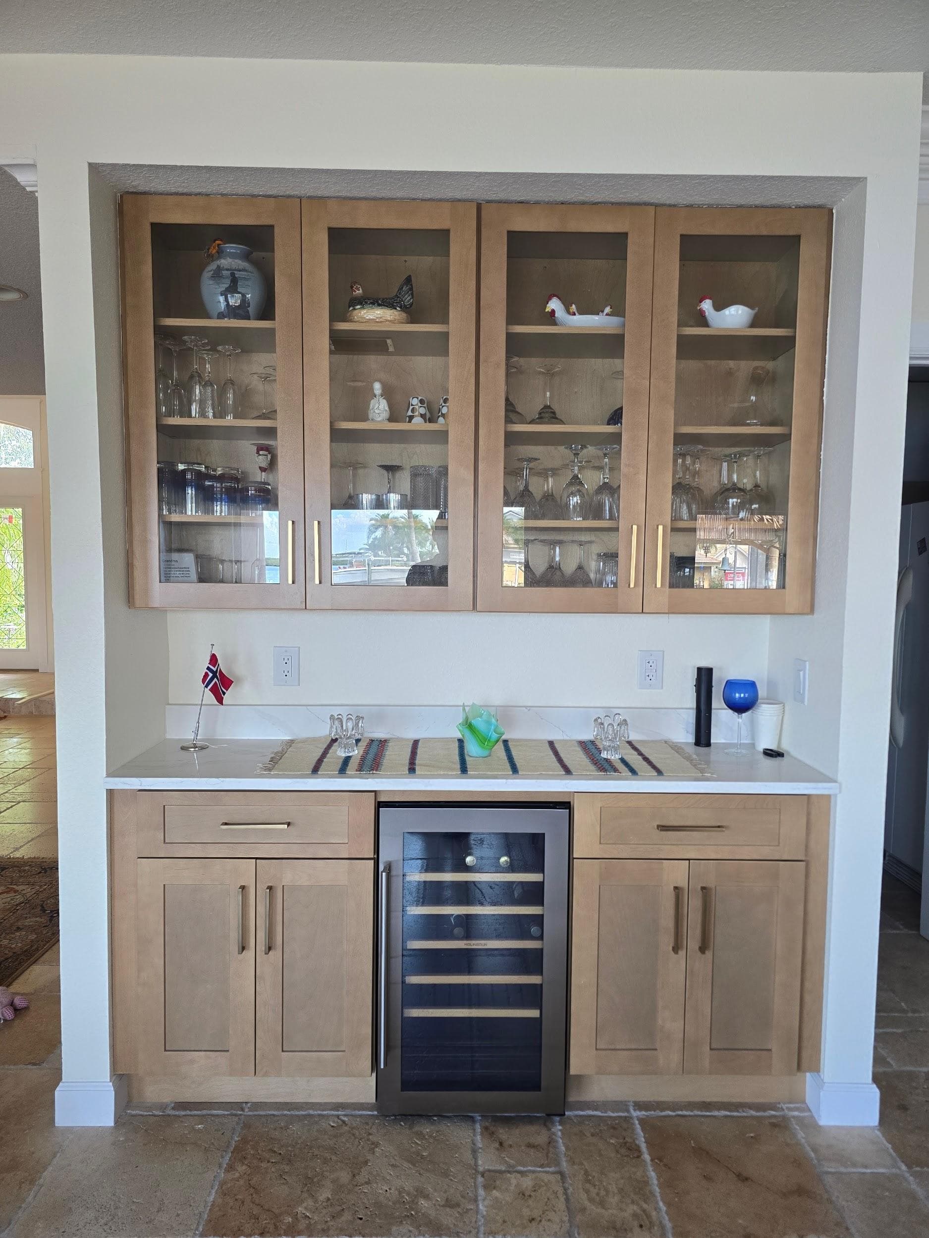 Kitchen remodeling in Tampa FL with custom cabinets, quartz or granite countertops, backsplash, modern lighting, open concept design and new flooring