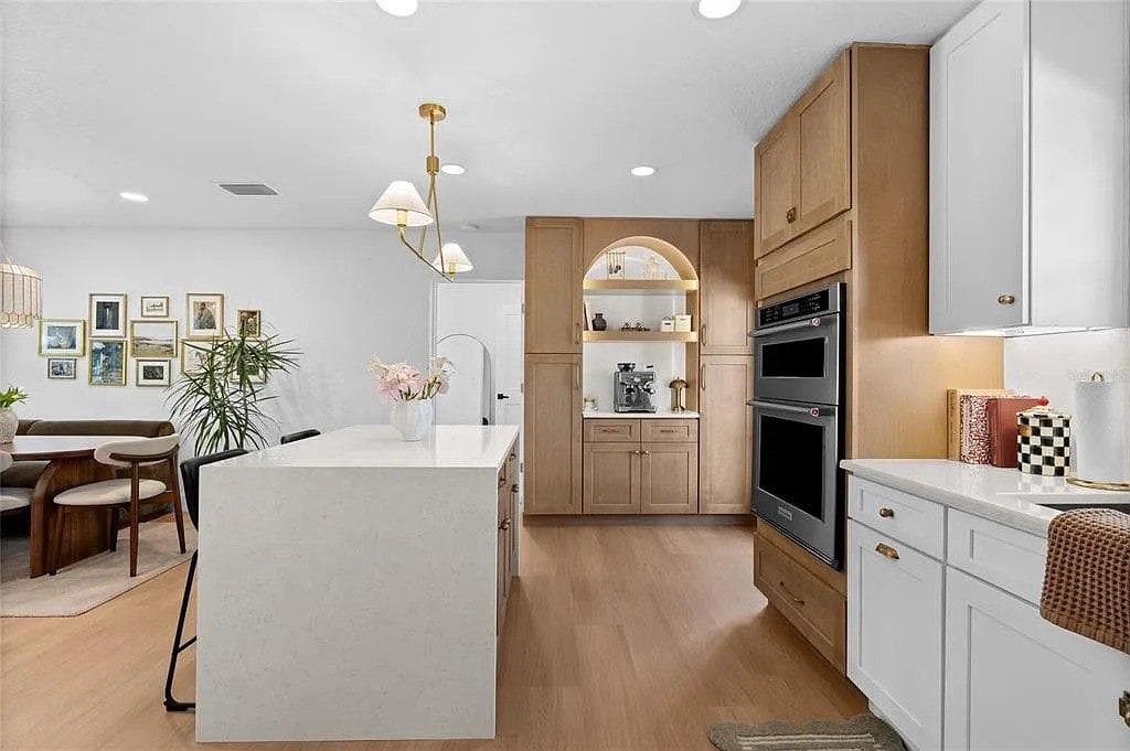 Open concept kitchen remodeling in Tampa FL with custom cabinets