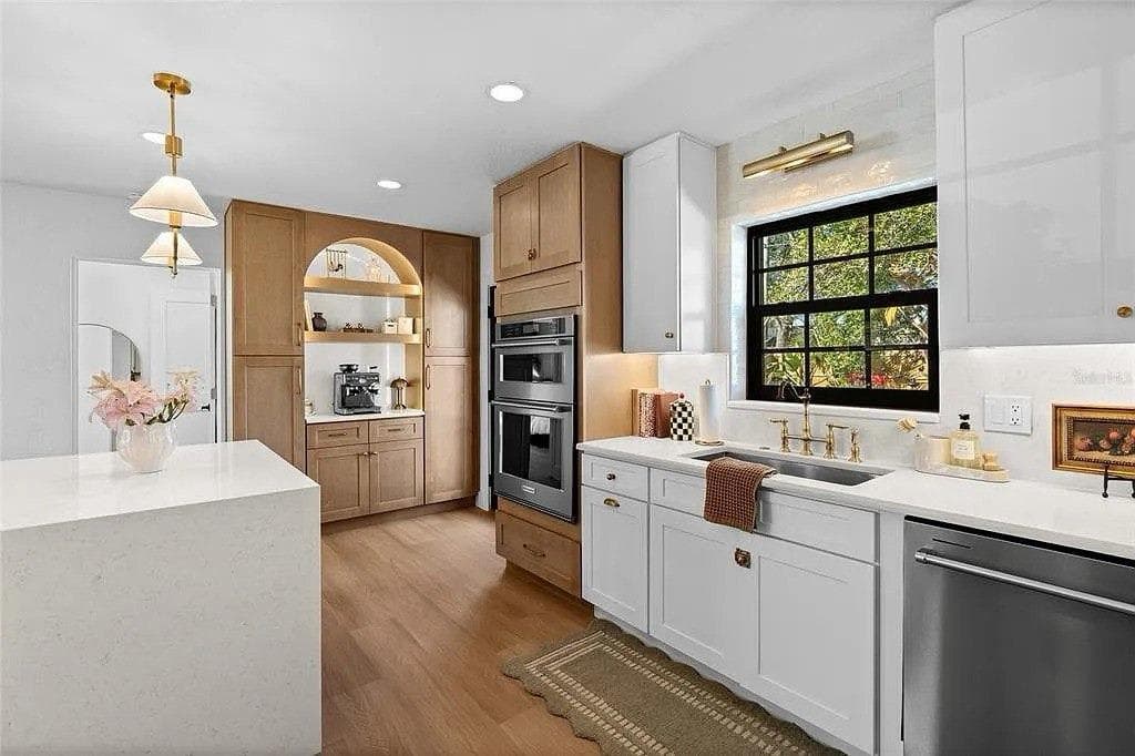 Open concept kitchen remodeling in Tampa FL with custom cabinets